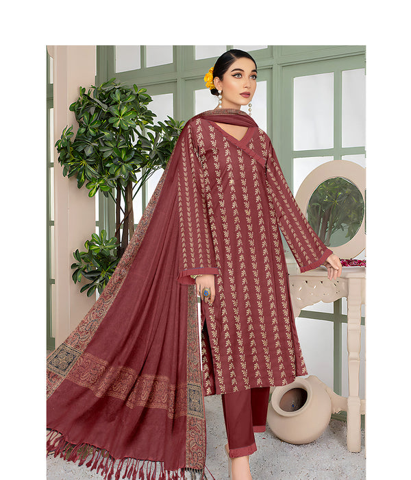 MOONLIGHT 3PC DHANAK EMBROIDERED JACQUARD SHAWL D-3380