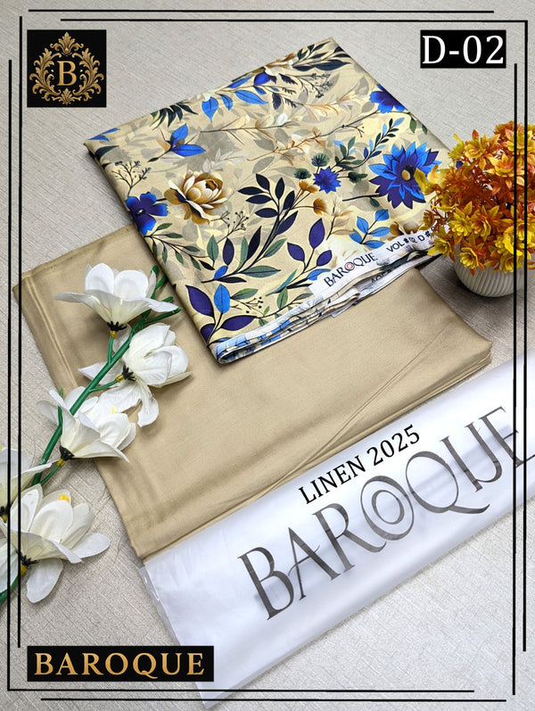 Linen Digital All Over Unstitched 2PC D-2