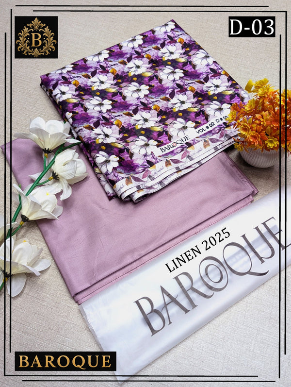 Linen Digital All Over Unstitched 2PC D-3