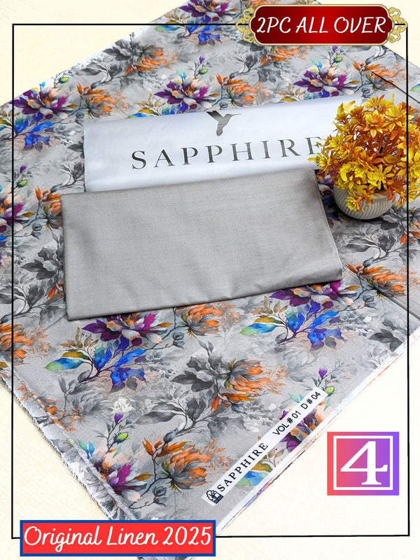 Linen Digital All Over Unstitched 2PC D-04