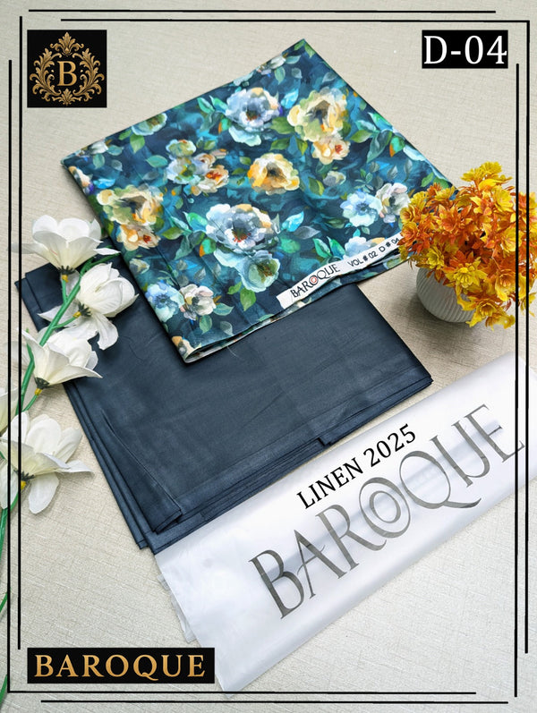 Linen Digital All Over Unstitched 2PC D-4