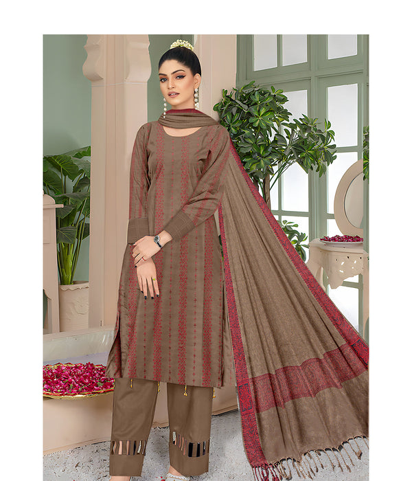 MOONLIGHT 3PC DHANAK EMBROIDERED JACQUARD SHAWL D-3376