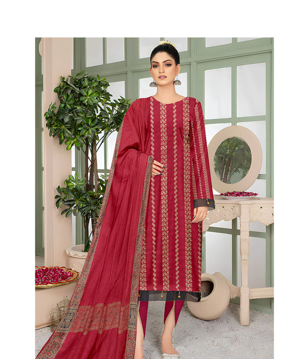 MOONLIGHT 3PC DHANAK EMBROIDERED JACQUARD SHAWL D-3378