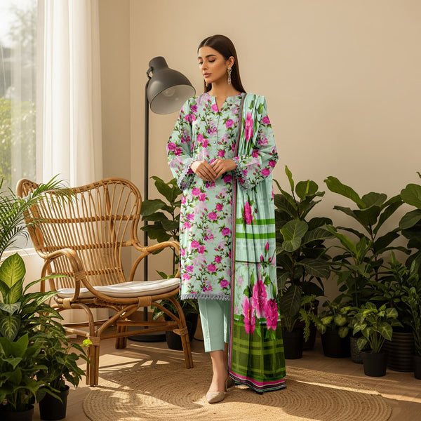 Sapphire All Over Printed Bana Dora 3PC Unstitched D-002