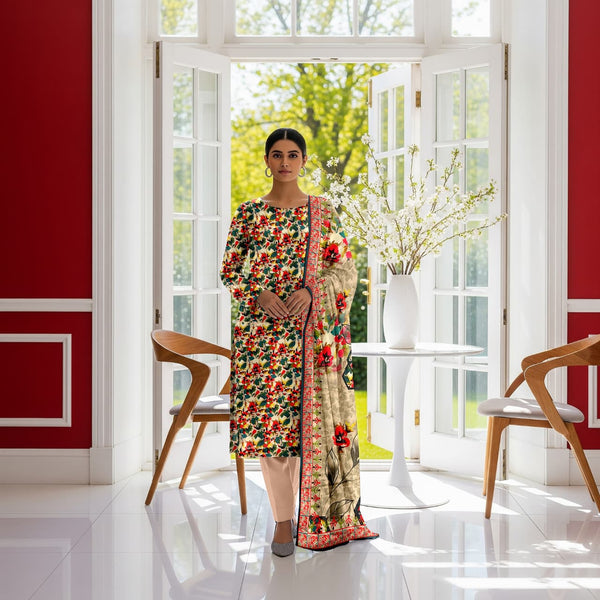 Sapphire All Over Printed Bana Dora 3PC Unstitched D-003