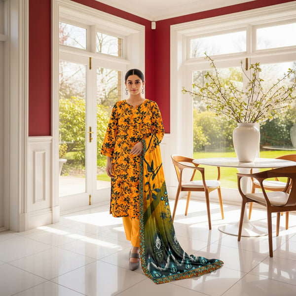 Sapphire All Over Printed Bana Dora 3PC Unstitched D-004