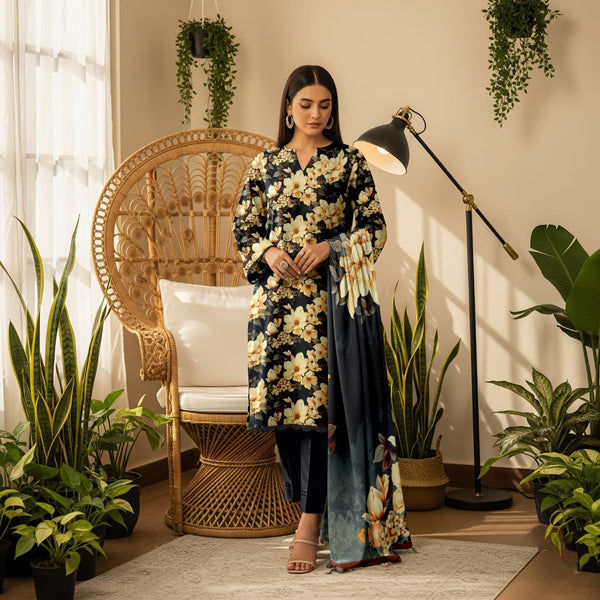 Sapphire All Over Printed Bana Dora 3PC Unstitched D-006