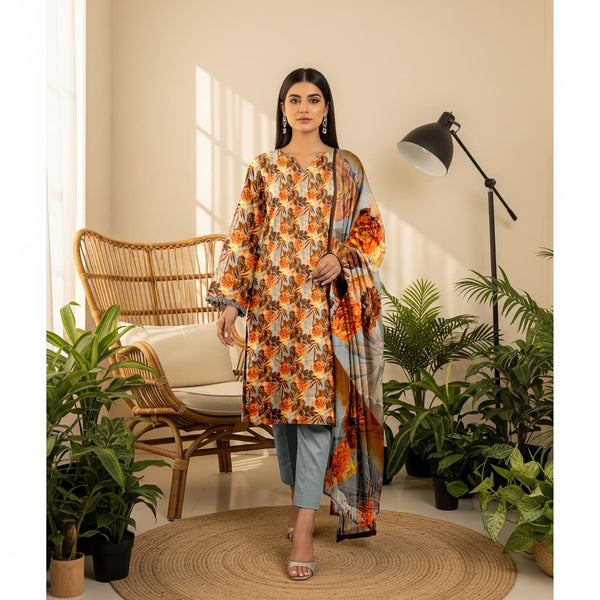 Sapphire All Over Printed Bana Dora 3PC Unstitched D-008