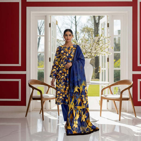 Sapphire All Over Printed Bana Dora 3PC Unstitched D-009