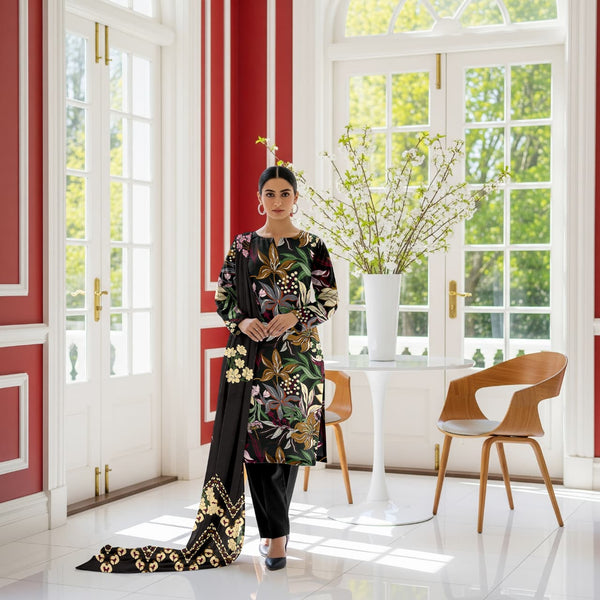 Sapphire All Over Printed Bana Dora 3PC Unstitched D-010