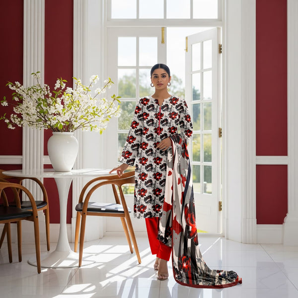 Sapphire All Over Printed Bana Dora 3PC Unstitched D-011
