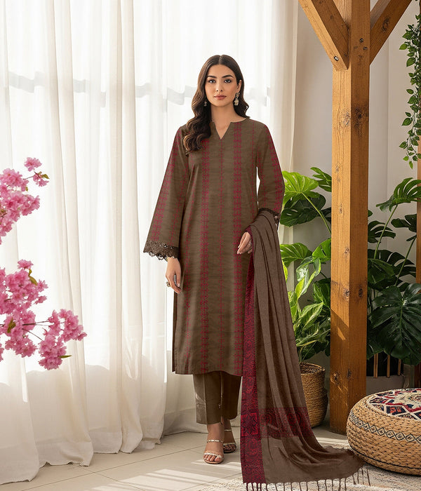 MOONLIGHT 3PC DHANAK EMBROIDERED JACQUARD SHAWL D-3385